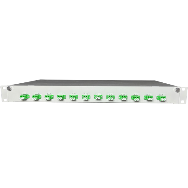 OV-12xLC-D SM-A  19 Zoll Spleissbox 12xLC-D SM APC  1HE/12/gr CSH 24Pgt 9/125 12Kup grün